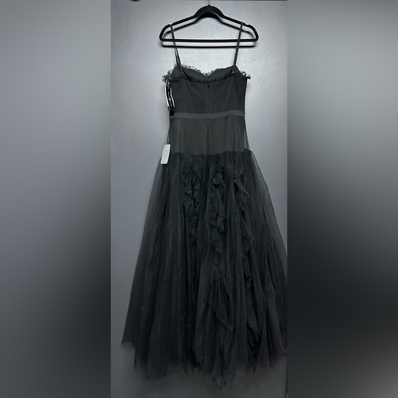 NWT Betsy & Adam Corset Ruffle Illusion Tulle Gown Black 8 - Picture 7 of 8